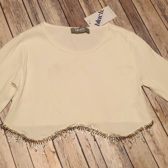 NWTS BLUE B. CRYSTAL DRIP RIBBED CROP TOP | MEDIUM - Picture 9 of 16